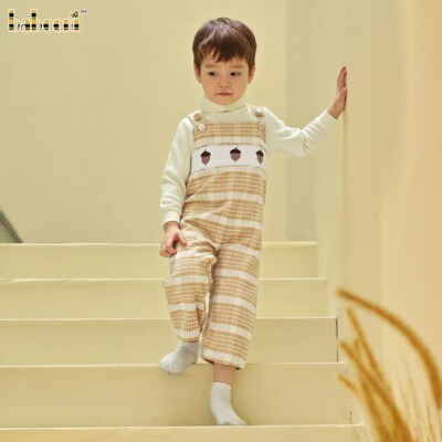 Plaid Wool Longall Set with Smocked Panel & Ribbed Turtleneck
