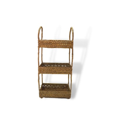 3-Tier Foldable Water Hyacinth Standing Shelf Rack