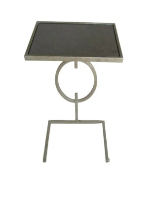 Modern C-Shaped Glass Top End Table (Glass Top, Metal Frame, Gold Finish)