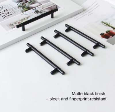 Contemporary T-Bar Cabinet Pull Handle (Zinc Alloy, Matte Black, Concealed Screws)