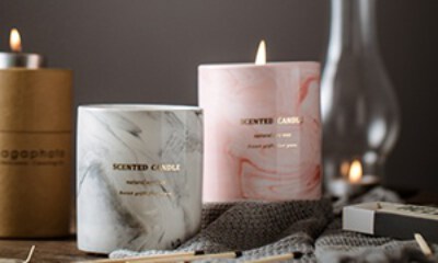 Marble Texture Cup Candle (Jar Filling, Paraffin/Palm/Soy Wax, Custom Finish)