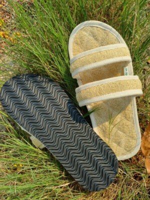 Natural Loofah Massage Slippers (Anti-Slip Rubber Sole, Relaxing Footwear, Made In Vietnam)