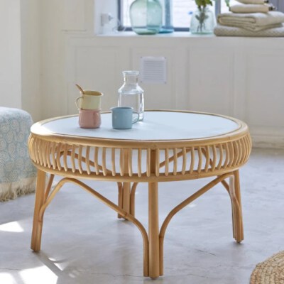 Basse France Rattan Coffee Table (European Classic Style, D60×H45cm)