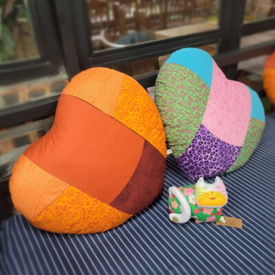 Heart-Shaped Cotton Pillow (Handmade, Natural Cotton Filling, Cinnamon & Star Anise Infused)