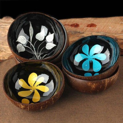Coconut Shell Bowl With Artistic Painting (Eco-Friendly, Hand-Painted, Handmade)