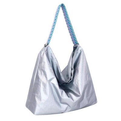 Tyvek Color-Blocking Tote Bag (Lightweight, Large Capacity, Zipper Closure)