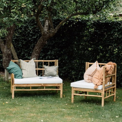 Bamboo Relaxing Corner Sofa Chair (Treated Natural Bamboo, Handmade, E00422)