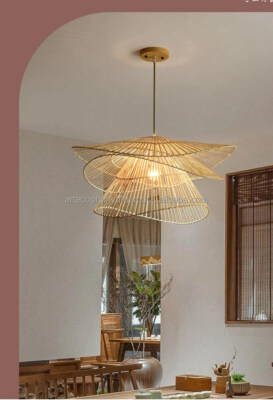 Layered Rattan Chandelier Lampshade