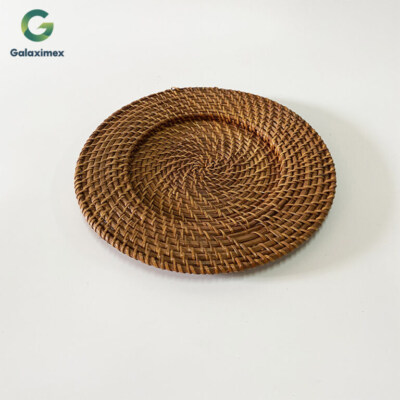 Đĩa sạc tròn mây nâu (Bán buôn, Đường kính 35xCao 2 Cm, Kích thước/Màu sắc tùy chỉnh)