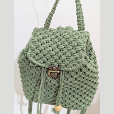 Boho Handcrafted Macrame Bucket Backpack
