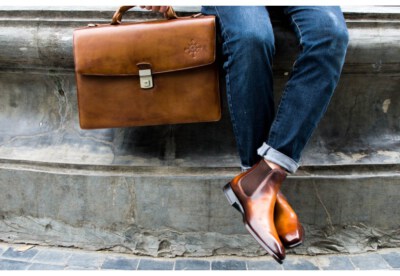 Tan Chelsea Boot Leather Shoes (Handmade, Brogue Detail, Stitched Leather Sole)