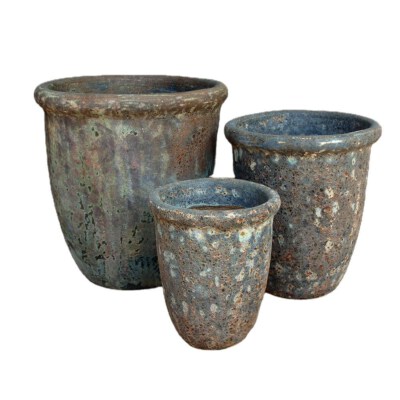 Atlantic Glaze Ceramic Outdoor Planter Set