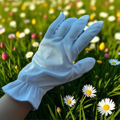 White Cotton Work Gloves (Cotton-Polyester Blend, Breathable, Snug Fit)