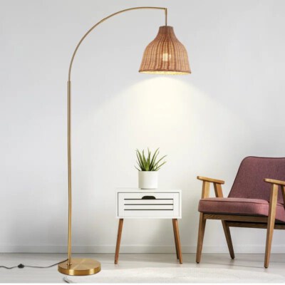 Handwoven Rattan Floor Lamp (Natural Rattan, Eco-Friendly, Durable)