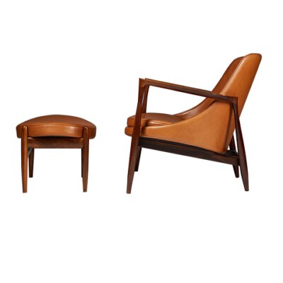 Elizabeth Lounge Chair (Ash Wood, Simili Upholstery, Walnut/Natural)