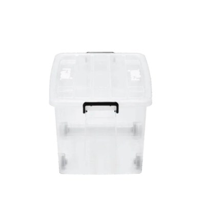 Clear Plastic Container 65L (With Lid, 4 Wheels)