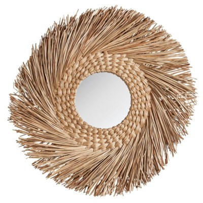 Seagrass Round Wall Mirror (Seagrass Frame, Glass Mirror)