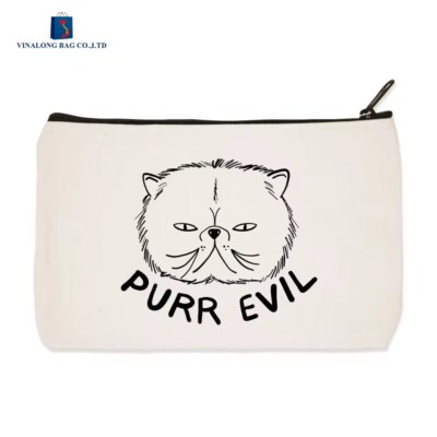 Canvas Zipper Cosmetic Pouch (Custom Print, Zipper Closure, Made In Vietnam)