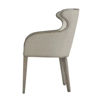 Scoop-Back Upholstered Dining Chair (Oak Wood Frame, Premium Fabric Upholstery)