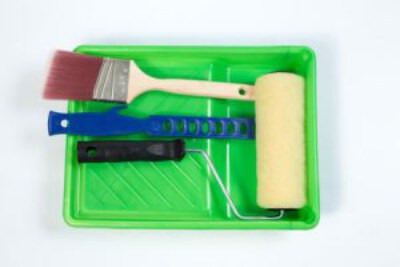 LSP0007 Painting Tool Set (Yellow Polyester Roller, Timber Brush, Blue Mixer, 9″ Paint Tray)