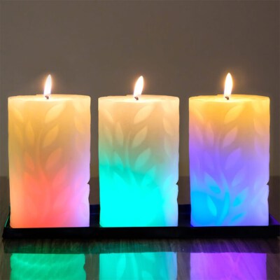 LED Color-Changing Leaf Décor Candle (Paraffin Wax + Electronic, Natural Scent, 60-Hour Runtime)