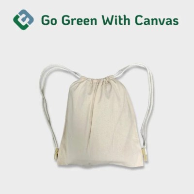 Plain Canvas Drawstring Backpack (Custom Size, Logo Print)
