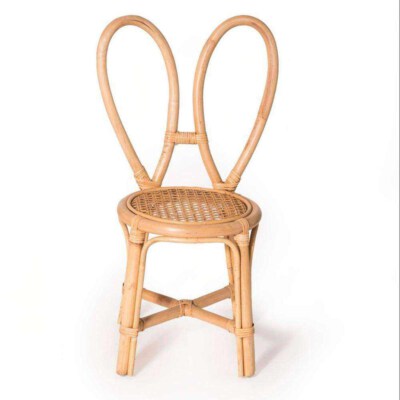 Ribbon-Back Handwoven Rattan Kids Chair