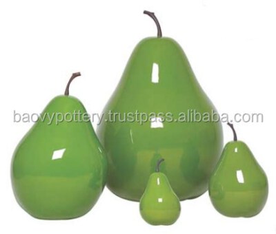 Glazed Ceramic Pear & Apple Fruit Ornament