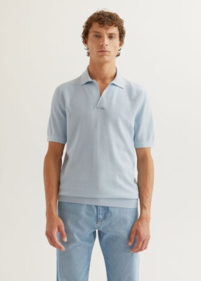 Buttonless Silk–Cotton Polo Shirt