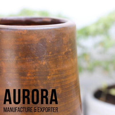 Glazed Ceramic Oval Planter (Classic, Ocean Brown, Custom Logo)