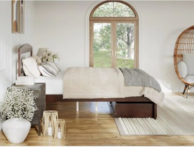 Pine Wood Bed Frame With Foot Drawer (Durable, Traditional Design, Space-Saving)