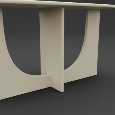 Modern Console Coffee Table (Durable Rubberwood & MDF With Oak Veneer, Cream Finish, Made In Vietnam)