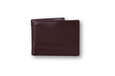 Men’s Horizontal Leather Wallet A45 (100% Genuine Cowhide Leather, Embossed Stripe)