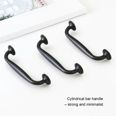 Elegant Black Cabinet Pull Handle (Zinc Alloy, Classic Curved Design, Easy Installation)