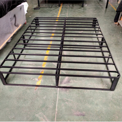 Upholstered Metal Mattress Foundation Platform Bed Base (Iron Frame, Foldable, Fabric Cover, KD Easy Assembling, Black)