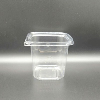 SD24 Clear PET Deli Square Container (Hinged Tight-Seal Lid, Stackable, Label-Ready)