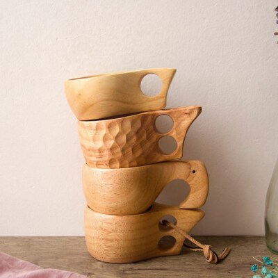 Handmade Coconut Wood Coffee Cup Decor