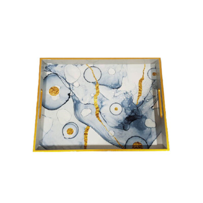 Modern Antique Lacquer Inlay Serving Tray