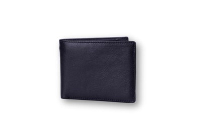 Men’s Bifold Leather Wallet A411 (100% Genuine Cowhide Leather, Black)