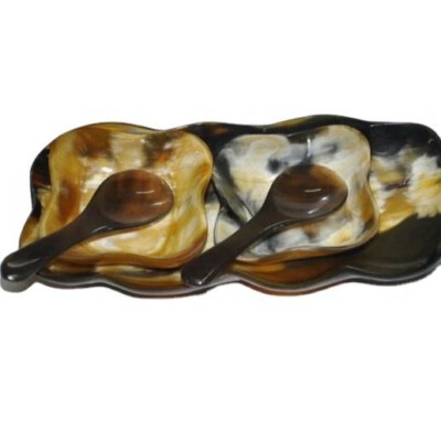 Handmade Fishnet-Pattern Water Buffalo Horn Deep Bowl