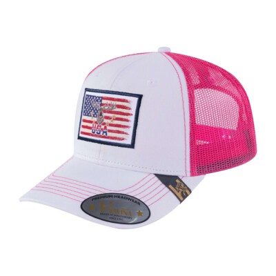 6-Panel Trucker Hat White/ Pink