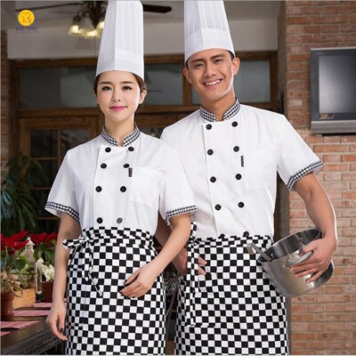 Chef Uniform Set Double-Breasted Short-Sleeve Jacket