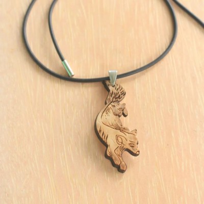 Small Fox Coconut Pendant Necklace (Handmade, Eco-Friendly, Unisex)