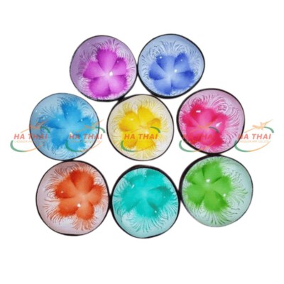 Hand-Painted Floral Coconut Shell Bowl