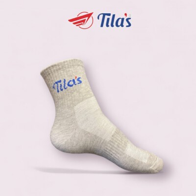 Tilas Grey Mid-Crew Socks (Cotton Blend, 4-Way Stretch, Breathable, Free Size)