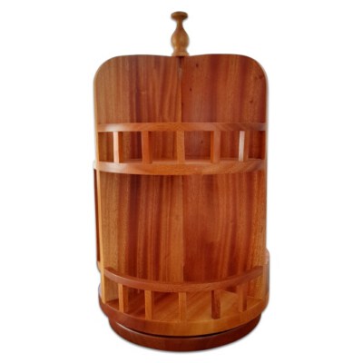 360° Rotating Dining Table Condiment & Utensil Organizer Tray (Xà Cừ Wood, 3 Compartments, Model KMĐGV)