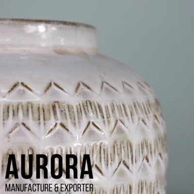 Glazed Ceramic Round Planter (Classic Farmhouse, Textured Pattern, White)