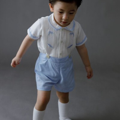 Nolan Cartoon Embroidery Baby Boy 2-Piece Set (Khate Shirt & Shorts, Custom Design, OEM/ODM)