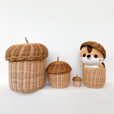 Kids Mushroom-Shaped Rattan Toy Storage Basket