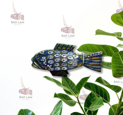 Món Trang Trí Cá Gỗ Khảm Trai (Thủ Công, Lõi Gỗ, Sơn La Truyền Thống Việt Nam)